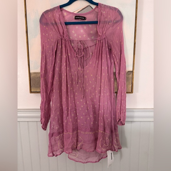Antik Batik Dresses & Skirts - ANTIK BATIK 100% Silk Mulberry Pink Sheer Mini Dress Size M